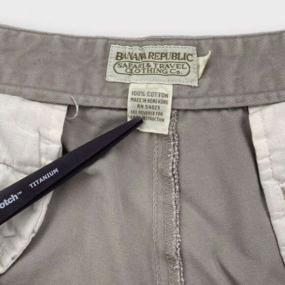 VINTAGE Banana Republic Safari Pants Mens 38x30 Khaki Twill Relaxed Trousers - Picture 6 of 16